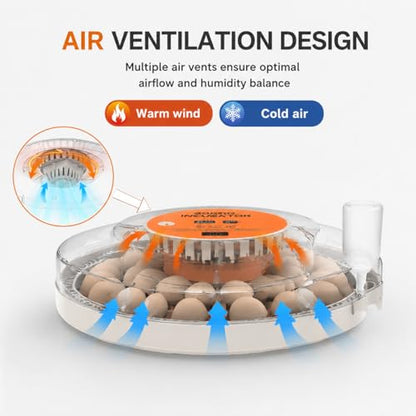 30 Egg Incubator with Automatic Egg Turning, Temperature Control and Humidity Monitor Incubators for Hatching Eggs, Chicken, Ducks, Goose, Pigeon, Quail, Parrot Incubator for Farm, Lab - size: 30-EGGS