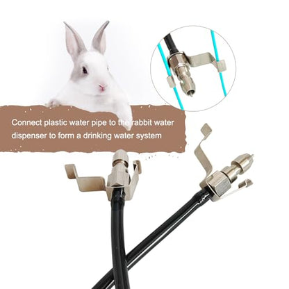8pcs Stainless Steel Rabbit Watering Nipples Metal with Cage Clips Rabbit Water Nipples Dispenser Hamster Waterer Automatic Watering System - color: silver