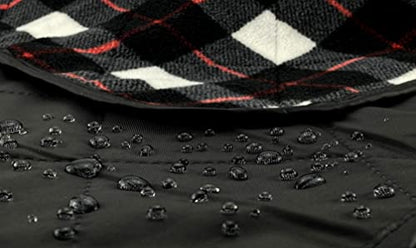 DOWN UNDER OUTDOORS Waterproof 350 GSM Fleece or Sherpa Stadium Blanket - color: Black & White Check