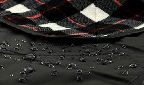 DOWN UNDER OUTDOORS Waterproof 350 GSM Fleece or Sherpa Stadium Blanket | Large Extra Thick, Windproof, Quilted, Machine Washable, Camping Picnic & Outdoor, Beach, Dog, secret pocket, 82 x 55 inches - color: Black & White Check