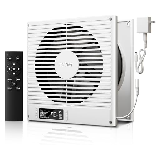KOVIET 8" Room to Room Ventilation Fan with Remote, Quiet Reversible Through the Wall Air Transfer Fan, 10-Speed Smart Exhaust Vent, Temperature Control, ETL Certified for Bedroom, Kitchen, Laundry