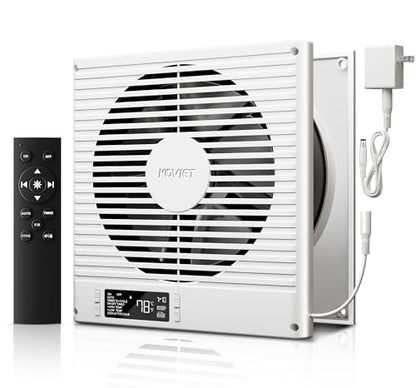 KOVIET 8" Room to Room Ventilation Fan with Remote, Quiet Reversible Through the Wall Air Transfer Fan, 10-Speed Smart Exhaust Vent, Temperature Control, ETL Certified for Bedroom, Kitchen, Laundry