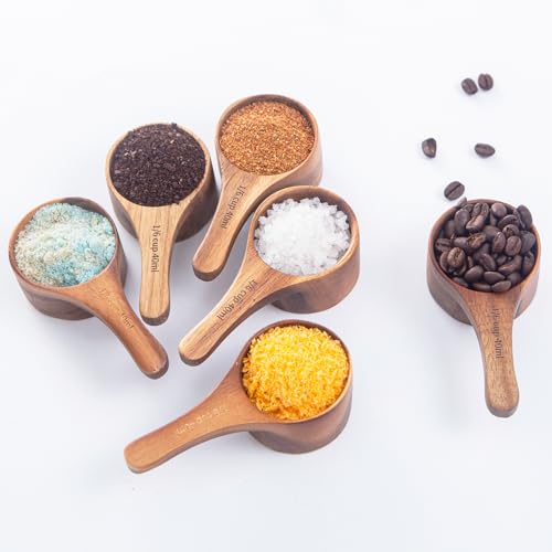 Wooden Scoops for Canisters Wooden Scoops for Jars Measuring Spoons for Ground Coffee Scoop 6pcs Small Wood Scoop Kitchen Scoop Coffee Measuring Spoon for Salt Laundry Detergent -Multipurpose - color: 6pcs, 1/6cup