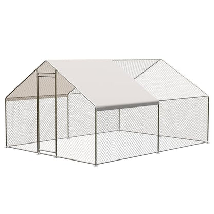 Large Metal Chicken Coop, Large Chicken Pen, Chicken Runs for Yard with Waterproof and Anti-UV Cover, Duck Rabbit House Outdoor (9.8'L x 13.1'W x 6.5'H) - size: 9.8 x 13.1 x 6.6 feet