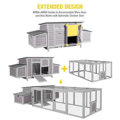 Aivituvin Chicken Coop with Two Nesting Boxes Large Wooden Hen House Outdoor Weatherproof Rabbit Hutch Duck Cage (AIR69) - color: Grey, size: AIR69