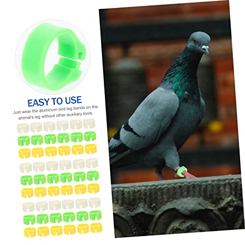 Happyyami 300pcs Leg Bands for Easy Identification for Parrots Pigeons Chickens and Other Poultry Plastic Marking Clips Green White Yellow