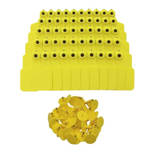Blank Ear Tags (100 Pieces) Cattle Ear Tags Livestock Identification Cards Suitable for Cattle, Horses, Pigs, Goats, and Sheep Yellow - color: Yellow