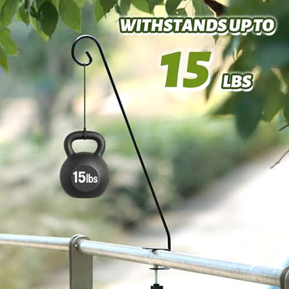 MIXXIDEA 2 Packs Heavy Duty Deck Rail Pole Deck Hook, Extensible and Adjustable Deck Hook for Hanging Bird Feeder, Plants, Suet Baskets,Wind Chimes,Lanterns - size: 28in Long Curled Hook-2 Packs