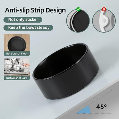 Havniva 6.1” Ceramic Dog Bowls, Dog Food and Water Bowl for Small & Medium Dogs, Durable Dog Water Bowl with Non-Slip Rubber Base Large Capacity Pet Feeding Bowl - color: Matte Black, size: 6.1 Inch