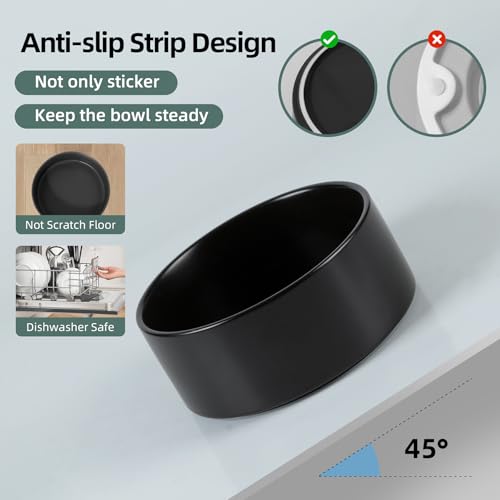Havniva 5.1” Ceramic Dog Bowls, Small Dog Food and Water Bowl Set of 2, Durable Dog Water Bowl with Non-Slip Rubber Base Large Capacity Pet Feeding Bowl for Small Dogs - color: Matte Black, size: 5.1 Inch