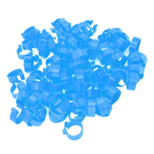 SUNGOOYUE Chicken Leg Identification Bands, PP Plastic Poultry Leg Rings 100 Pieces 18mm Open Design for Easy Tracking and Flock Sorting, for Large Chickens Ducks Geese Farmers (Blue #14)