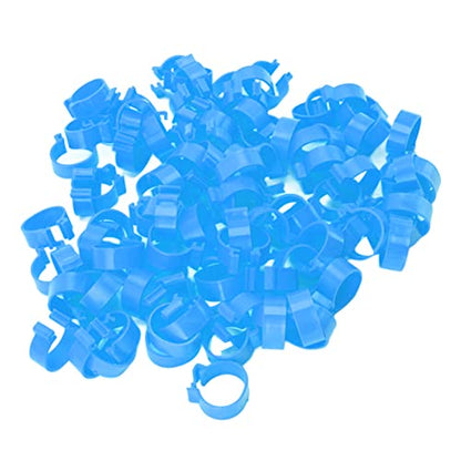 SUNGOOYUE Chicken Leg Identification Bands, PP Plastic Poultry Leg Rings 100 Pieces 18mm Open Design for Easy Tracking and Flock Sorting, for Large Chickens Ducks Geese Farmers (Blue #14)