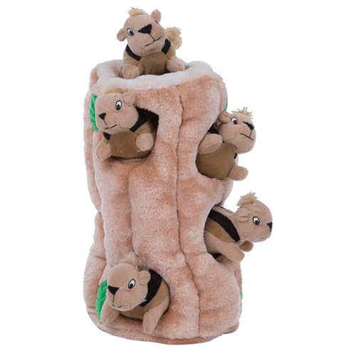 Outward Hound Hide-A-Squirrel Dog Toy – Interactive 2‑in‑1 Plush Puzzle with 6 Squeaky Removable Squirrels, X-Large - color: Squirrel Xlarge