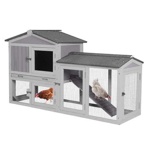 Chicken Coop Outdoor, Wooden Chicken House with Leakproof Tray and Waterproof Roof, Small Chicken Coops for 2 Chickens, Duck House, Rabbit Hutch