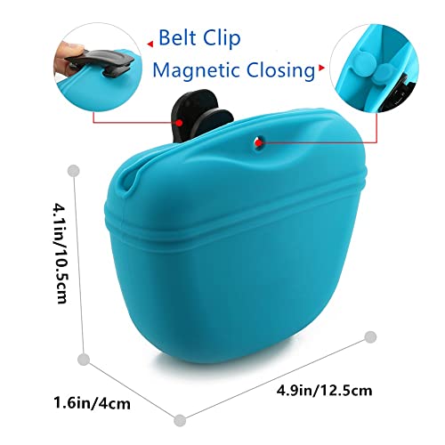 RoyalCare Silicone Dog Treat Pouch-Small Training Bag-Portable Dog Treat Bag for Leash with Magnetic Closure and Waist Clip airtight sealed - 2pieces [US Design Patent]