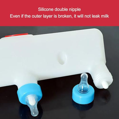3 - Pack Small Animal Milk Feeder with 3 Nipples, Goat Lamb Piglet Puppy Bottle Feeder for Kittens and, Durable Farm Nursing Bottle with Soft Silicone Teats