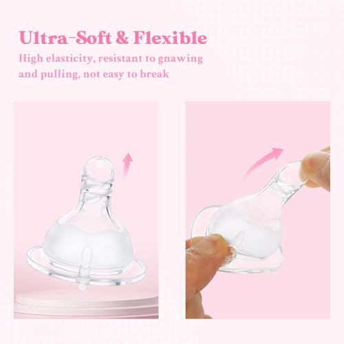 LittleForBig Silicone Soft Touch Adult Bottle Nipples Replacement Teat Compatible with LittleForBig Bottles - Spiral Texture 3-Pack