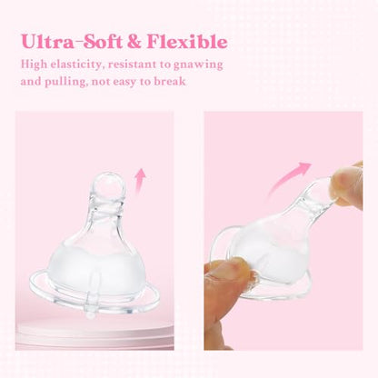 LittleForBig Silicone Soft Touch Adult Bottle Nipples Replacement Teat Compatible with LittleForBig Bottles - Spiral Texture 3-Pack