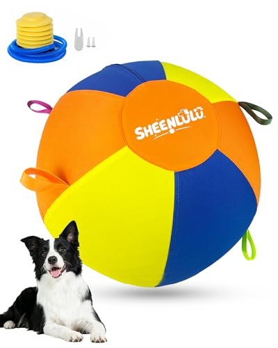 Herding Ball for Dogs, 22'' Dog Training Balls with Straps for Australian Shepherd, Border Collie, Cattle Dog, Large Breed Outdoor Play - color: Multicolor, size: 22"