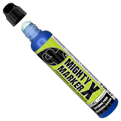 PM-37 Industrial Dauber Paint Marker - 12mm Wide Tip for Metal, Glass & Non-Porous Surfaces - Xylene Free, 45ml Capacity - Blue - color: Blue