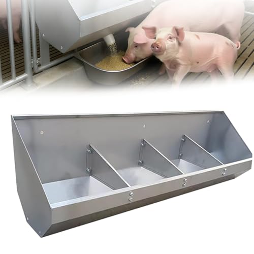 Stainless Steel Pig Feeder Trough - 1.2m Waste-Reducing Design for Fattening Pigs, Indoor/Outdoor Use, 4 Holes, Durable Fence Mount, Ideal Animal Feeding Bowl - size: 1.2meter/4hole