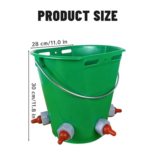 Feed Bucket, 8L Large Capacity Livestock Milk Goat Feeder with Nipple, Green Sheep Feeder & Baby Bottle Bucket for Calves, Lambs, and Kids, 5 Mouth - color: 5 Mouth