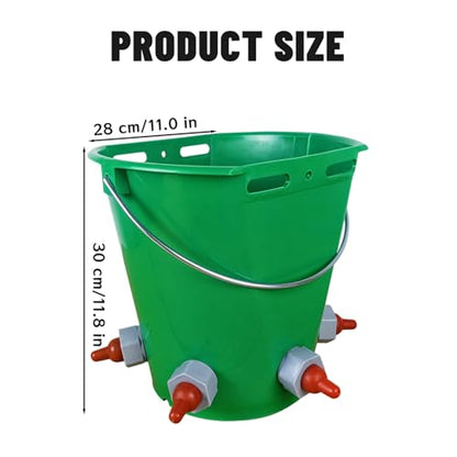 Feed Bucket, 8L Large Capacity Livestock Milk Goat Feeder with Nipple, Green Sheep Feeder & Baby Bottle Bucket for Calves, Lambs, and Kids, 5 Mouth - color: 5 Mouth