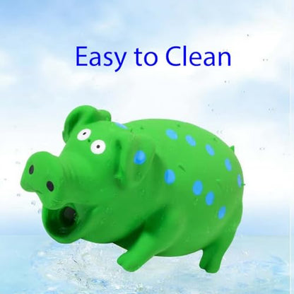 Dog Squeak Toy with Oinking Sounds, Pig Squeaky Dog Toy Latex Polka Dot Squeaky Pig Dogs Toys Rubber Chew Toys for Small, Medium and Large Dogs (Blue, L) - color: Blue, size: L