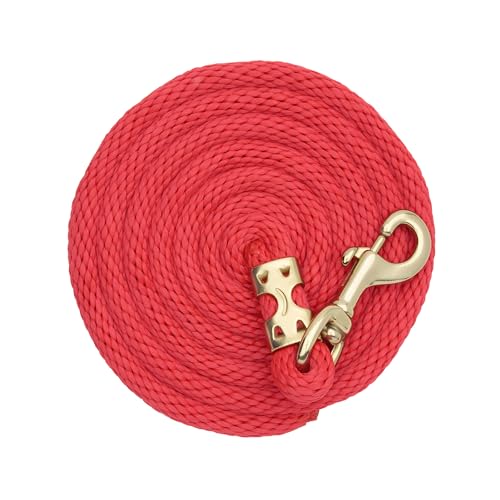 Weaver Equine Performance Lead Rope, 8' Horse Value Rope with Brass Plated 225 Snap, Soft Comfort Grip, Barn Horse Tack for Daily Use - color: Red