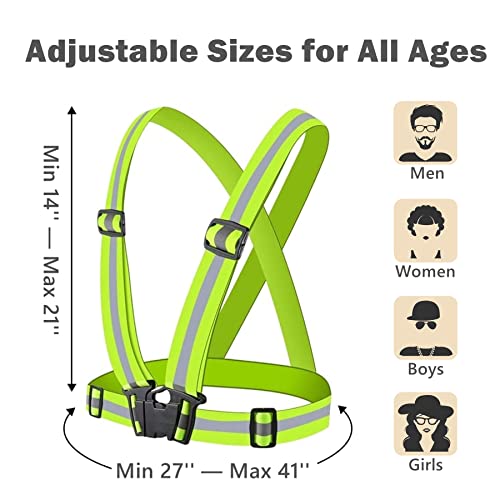 Reflective Vest, High Visibility Safety Vest Straps Reflective Gear for Night Running Walking Cycling for Men Women Kids - color: Black+green