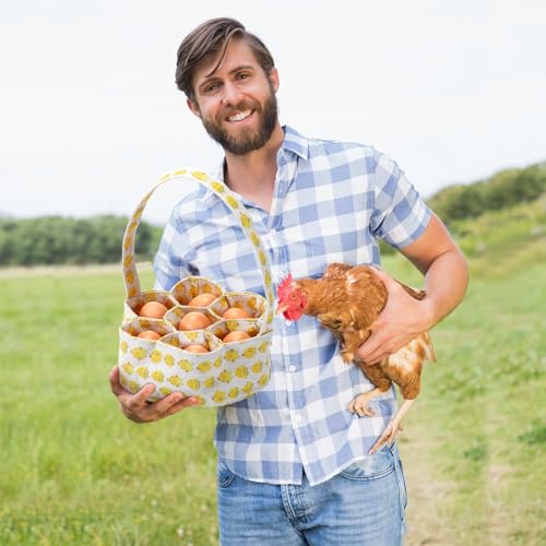 Sweetude 2 Pieces Egg Basket Mini Egg Collecting Bags Gathering Basket with 7 Pouches for Farmhouse Chicken Hen Duck Goose Housewife Garden Transporting Storage, 8 x 2.6 Inch(Pretty) - color: Pretty