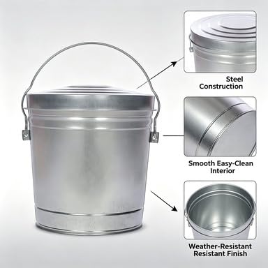 6-Gallon Galvanized Steel Storage Can with Locking Lid - Airtight Metal Container