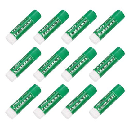 PATIKIL 1.1" x 4.41" Livestock Marker, Highly Visible, 12 Pcs Paint for Marking Animal Skin, Hide, Pelt, Wet and Dry for Cattle Heat, Green