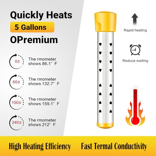 Immersion Water Heater Electric, Portable Bucket Heater with 304 Stainless Steel,Submersible Water Heater Heats up 5 Gallons of Water in Minutes for Home, Camping, and Outdoor Use
