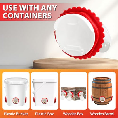 Chicken Feeder No Waste, DIY Automatic Poultry Feeder Ports with Hole Saw & Gloves, Durable Rain Proof Poultry Feeder Port for Buckets, Barrels, Bins and Troughs