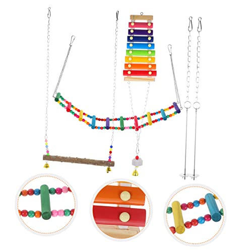 1Set Creative Chicken Chewing Foraging Plaything with Hanging Ladder Beads Movable Hook for Chickens for Coop Entertainment