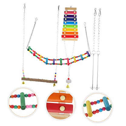 1Set Creative Chicken Chewing Foraging Plaything with Hanging Ladder Beads Movable Hook for Chickens for Coop Entertainment
