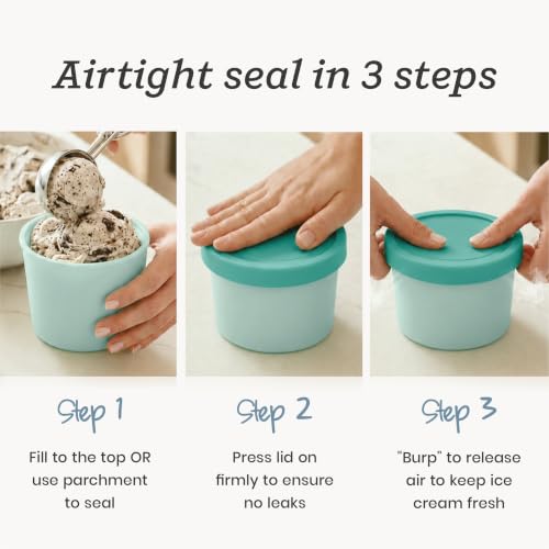 Starpack Freeze The Day Cute Small Ice Cream Freezer Containers (6-Pack, 13.5oz) - Single Serve with Silicone Lids - BPA-Free, Airtight, Reusable, Homemade Ice Cream, Frozen Yogurt, Lavender & Mint - color: Mint / Lavender, size: 6-Pack 13.5oz