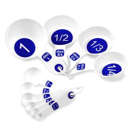 Chef Craft Easy to Read Plastic Measuring Cup Set, 10 Piece, white - color: White