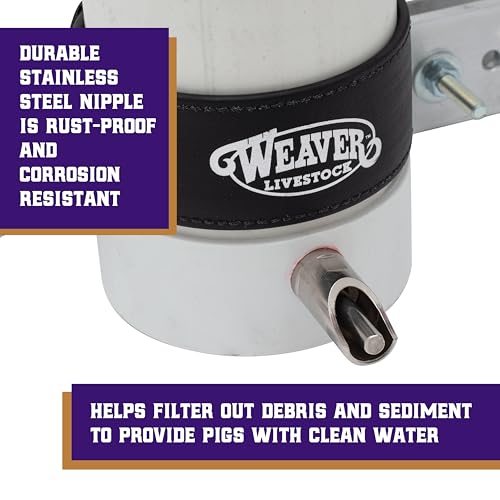 Weaver Livestock Vertical Pig Waterer with Steel Nipples, Straps for Easy Mounting, Hog Waterer Kit for all Pen Sizes