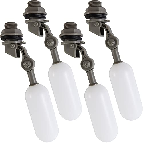 ROYHOO 4PCS 1/2 Inch Float Ball Valve Plastic Water Float Valve Mini Plastic Float Valve with Adjustable Arm for Automatic Water Level Control of Water Tank Gray