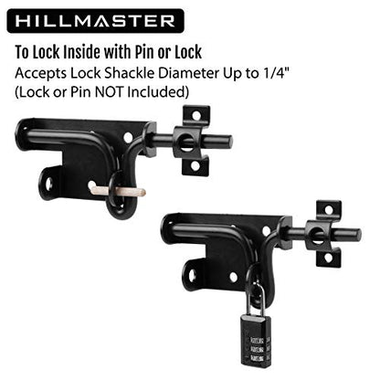 Slide Bolt Gate Latch for Wooden Fence Outdoor Gate Latch Lock with Padlock Hole, Heavy Duty Sliding Fence Door Lock, Black Barrel Bolt Latches for Wood Vinyl Fence,Gate Hardware for Barn Shed,4 Pack - size: 4 Pack