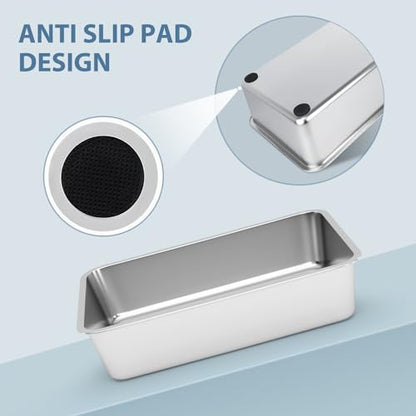 WENBOKMIN Stainless Steel Cat Litter Box - Litter Box for Cats - Easy to Clean, Never Absorbs Odor, Stains, or Rusts - Silver (17.7" L x 13.5" W x 4" H) - size: 17.7" L x 13.5" W x 4" H
