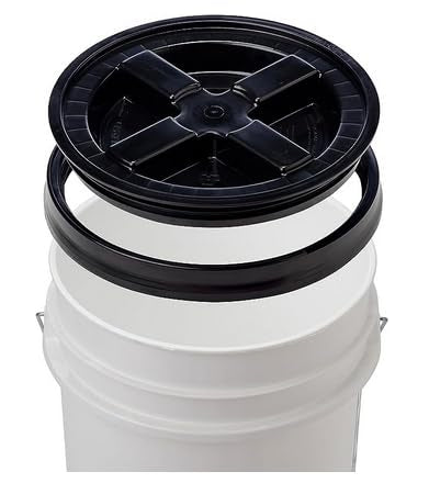 House Naturals 5 Gallon Scarlet Red Plastic Bucket Pail Food Grade BPA Free Made in USA pails with White Air Tight Screw on Lid (Pack of 2) (Scarlet Red with Black Screw On lid) - color: Scarlet Red With Black Screw on Lid