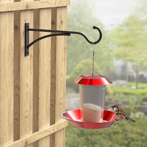 8 Inch 2 Pack Heavy Duty Plant Hangers Outdoor, Metal Plant Brackets for Hanging Baskets, Plant Wall Hooks for Bird Feeders, Wind Chimes & Lanterns, Premium Metal Hooks Matte Black, 30lbs Capacity - size: 8 in, 2 pk