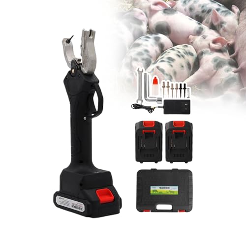 Electric Livestock Tagging Tool for Cattle, Pigs & Sheep - Pain-Reducing Ear Tagger with Spare Needles - Durable Plastic & Stainless Steel Design for Easy Use - size: Black