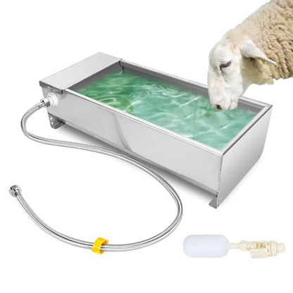 Zerone Automatic Livestock Water Dispenser, 7.5L Large Capacity Stainless Steel Self Filling Animal Drinking Water for Horse Cow Goat Pig with Valve Kit