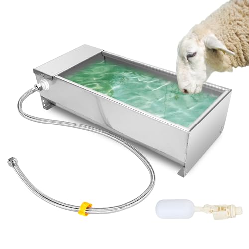 Zerone Automatic Livestock Water Dispenser, 7.5L Large Capacity Stainless Steel Self Filling Animal Drinking Water for Horse Cow Goat Pig with Valve Kit
