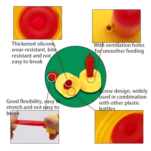 10-Pack Goat Nipples, Soft Rubber Teats for Nursing Baby Goats, Lambs, Puppies, Piglets & Calves | Small Animal Milk Feeding Bottle Nipples for Orphaned Pets & Livestock | Reusable