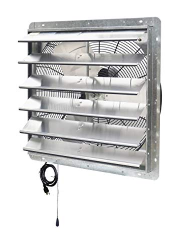 iLIVING ILG8SF24V-T 24 inch Shutter Exhaust Attic Garage Grow, Ventilation Fan with 2 Speed Thermostat 6 Foot Long 3 Plugs Cord, 24" - Variable, Silver - size: 24 In.